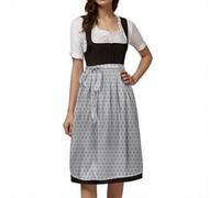 Black Lace Dress, Long Gothic German Oktoberfest Costume for Women, Laced Half Apron, Bavarian Traditional Cosplay Dress, Elegant Party Wear with Gwenpool Cosplay Costume, Light grey, S