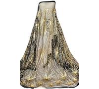 Black Lace Fabric Embroidered Gold Sequin - Wedding Dress Sewing Mesh Tulle, Home Indoor Outdoor Holiday Party Decoration Crafts, by the Metre(10 yard (10m))