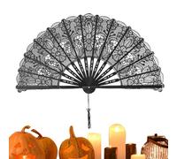 Black Lace Fan - Vintage Halloween Handy Folding Fan - Dance Accessory Wedding Decoration Gift for Women