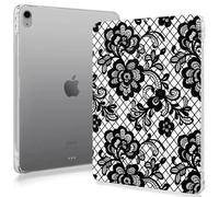 Black Lace Floral Graphic Aesthetic Case Compatible with IPad 9th 8th 7th Generation 10.9 Inch 2021/2019/2018,Funny Cover with Trifold Stand + Pencil Holder for Boys Girls,iPad Air6 11inch 2024