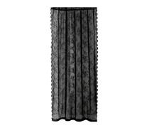 Black Lace Floral Net Curtain, Voile Curtain Transparent Window Voile Panels Lace Window Drapes for Balcony Home Decor, 100cmx200cm