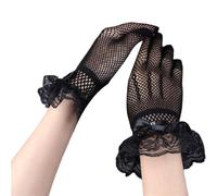 Black Lace Gloves, Sunblock Fingerless Bridal Wrist, Floral Romantic Design, for Costume Party Gloves Wedding, Evening, Special Occasion 9.84x3.35x0.2 Inches Wearing Comfortably