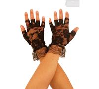 Black Lace Ladies Madonna FingerLess Gloves Goth Fancy Dress