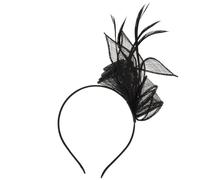 Black Lace Mesh Fascinator Headband for Wedding Race Events