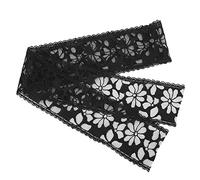 Black Lace Ribbon 10 Yards 2.3in Wide, Stretchy Skin - Friendly Nylon Lace Trim with Floral Wave Pattern for Sewing DIY Decorations Hair Accessories and Wedding Crafts (RF21-PJ7011)