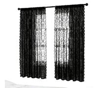 Black Lace Sheer Curtains European Vintage Style Polyester Window Drapes for Living Room Bedroom Study Kitchen 140x100cm(140 * 100cm)