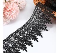Black Lace Trim for Sewing, 5 Yards Black Lace Ribbon, 9cm Wide Polyester Sewing Craft Applique for Wedding Dress DIY Decoration