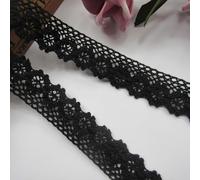 Black Lace Trim, Vintage 5 Yards Cotton Crochet Lace Edge Trim Ribbon 2.5 cm Width Edging Trimmings Fabric Embroidered Applique Sewing Craft Wedding Dress Embellishment DIY Cards Decor