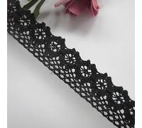 Black Lace Trim, Vintage 5 Yards Cotton Crochet Lace Edge Trim Ribbon 2.5 cm Width Edging Trimmings Fabric Embroidered Applique Sewing Craft Wedding Dress Embellishment DIY Cards Decor