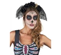 Black lace veil headband Day of the Dead