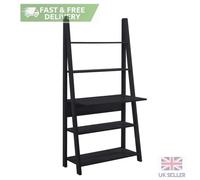 Black Ladder Desk Bookcase Shelving Scandinavian Retro Shelf Unit 5 Tier