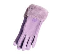 Black Ladies Leather Gloves Ladies Gloves Uk Women's Winter Warm Cycling Velvet Thickened Cold And Windproof Screen Black Medium Cotton Fingerless (Purple,One Size)