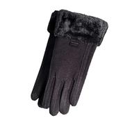Black Ladies Leather Gloves Ladies Gloves Uk Women's Winter Warm Cycling Velvet Thickened Cold And Windproof Screen Gloves Black Gloves Medium Cotton Fingerless Gloves (Black, One Size)