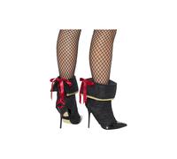 Black Ladies Pirate Boot Covers - pirate covers boot fancy dress ladies accessory womens buccaneer shoe black smiffys
