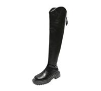 Black Ladies Trendy Cozy Western Boots for Leisure and Outdoor Activities in Fall and Winter Seasons