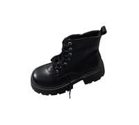 Black Ladies Versatile Boots with Round Toe and Thick Heel Thick Bottom Design Perfect for Fall and Winter Trends Comfortable and Chic