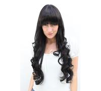 Black Ladies Wig Very Long Hair Bangs Curly Ends Approx. 70 3116-2 Wig