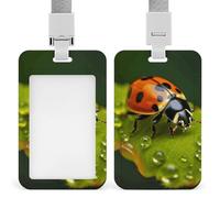 Black Ladybug Id Badge Holder with Breakaway Lanyard Vertical Clear Plastic Card Protector Sleeve Waterproof & Heavy Duty Name Tag Holder for Nurse Teacher Office Staff Women Men