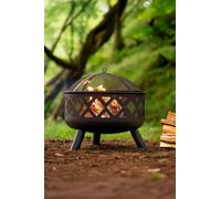 Neo Black Outdoor Heater Fire Pit Bowl Garden Patio Grate Lid Poker BBQ Charcoal Log Wood Burner Bonfire Camping