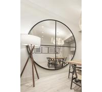 Black Large Circular Window Metal Wall and Leaner Mirror (200x200cm) MirrorOutlet Black 1 Pack