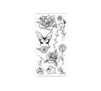 Black Large Flower Tattoo Sticker Rose Peony Tattoos Back Art(Bk-108)