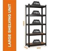 Black Large Garage Shelves Shelving 5 Tier Unit Racking Boltless Heavy Duty Storage Shelf