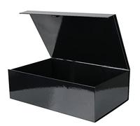 Black Large Gift Boxes for Presents with Magnetic Closure Lids 13.8x9x4.3 inch Rectangle Hard Cardboard Big Gift Box for Men (1 Pack)