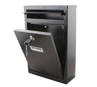 Black Wall-Mounted Lockable Mailbox with 2 Keys - Durable Galvanized Steel Post Box, Large Capacity (21.5x32x9 cm)