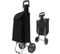 Black Large Wheeled Shopping Trolley Push Cart Luggage Bag Almineez Black L