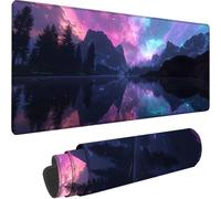 Black Large Mouse Mat 1000x500x3 mm, Extended Gaming Mouse Pad Aurora Desk Mat With Stitched Edges, Adults Mousepad Non Slip Rubber Base, Waterproof Soft Cloth Desk Pad for PC Office Decor, Gifts J-W
