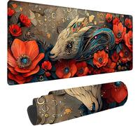 Black Large Mouse Mat 1500x800x3 mm, Extended Gaming Mouse Pad Animal Desk Mat With Stitched Edges, Adults Mousepad Non Slip Rubber Base, Waterproof Soft Cloth Desk Pad for PC Office Decor, Gifts 0-K