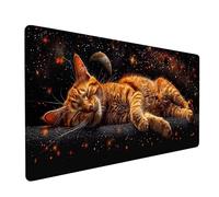 Black Large Mouse Mat 1600x800x3mm, Cat Extended Mouse Pad with Stitched Edges, Gaming Mousepad with Soft Smooth Surface, Desk Mat for Desk Accessories and Office Accessories, Gifts for Men 6-3662