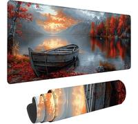 Black Large Mouse Mat 600 x 400 x 3 mm, Extended Gaming Mouse Pad Lake Desk Mat With Stitched Edges, Adults Mousepad Non Slip Rubber Base, Waterproof Soft Cloth Desk Pad for Office Decor, Gifts A-I