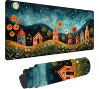 Black Large Mouse Mat 700 x 400 x 3 mm, Extended Gaming Mouse Pad Small Town Desk Mat With Stitched Edges, Adults Mousepad Non Slip Rubber Base, Waterproof Soft Cloth Desk Pad for Office Decor 3-0