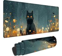 Black Large Mouse Mat 800 x 400 x 3 mm, Extended Gaming Mouse Pad Cartoon Desk Mat With Stitched Edges, Adults Mousepad Non Slip Rubber Base, Waterproof Soft Cloth Desk Pad for Home Office Decor 7-J