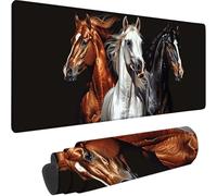 Black Large Mouse Mat 800x300x3 mm, Extended Gaming Mouse Pad Horse Desk Mat With Stitched Edges, Adults Mousepad Non Slip Rubber Base, Waterproof Soft Cloth Desk Pad for Home Office Decor, Gifts V-6
