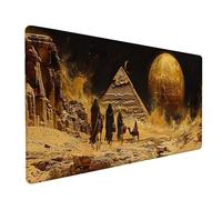 Black Large Mouse Mat, Egypt Gaming Mouse Pad with Stitched Edges, Extended Mousepad with Non-Slip Rubber Base, Desk Mat for Desk Accessories and Office Accessories, Gifts for Men, 1000x500x3mm O-2513