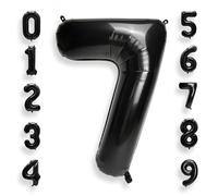 Black Large Number 7 Balloons: 40 Inch Large Foil Number Balloons Big SizeHelium Balloon Age 0-9 Mylar Balloons for Kids Boy 7th Birthday Party Baby Shower Anniversary Decorations
