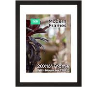 BLACK Large Picture Poster Frame Size 20 X 16 inch, 50.8 X 40.64cm, 508 X 406mm with White mount for Image, Photo, Artwork, or Print Size 17 X 12 inches, 43 X 30cm, 430 X 300mm [BLACK Frame]