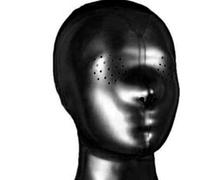 Black Latex Hood Full Face Mask Handmade Small Holes on the Eye with Back Zipper for Cosplay Club Wear(Size:M-65CM)