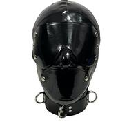 Black Latex Hood Mask for Women Men Mask Elastic with Back Zipper Club Party Accessory Fancy Dress Up(Size:M-65CM)