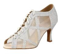 Black Latin Dance Shoes for Women Breathable Mesh Suede Sole Wedding Party Professional Ballroom Jazz Tango Training Dancing(White 6cm,43)