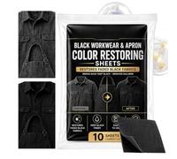 Black Laundry Dye Sheets, 10 Pack Color Restorer For Faded Workwear | Renew Repair Black Dye Fabric For Synthetic Polyester Cotton Jeans Shirt Pants Home Travel Washing Machine