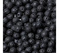 Black Lava Beads - 6mm Natural Stone Beads for DIY Jewelry Making - 96PCS, 2 Strand, 32