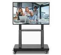 Black le TV Stand with Wheels for 32-75 Inch Flat/Curved TVs Adjustable Height Rolling Cart for Home Living Room School Universal Mount Freestanding Design