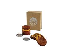 Black Leaf Aluminium Grinder Set, 4-Piece, Indianer Print, Ø 60mm H 59mm, Manual, Aluminium, Environmentally Friendly Materials