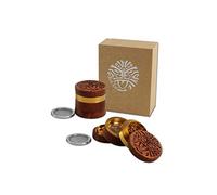 Black Leaf Aluminium/Wood Grinder 4-Piece Set, aluminium, Maori Print, Ø 60mm H 59mm