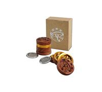 Black Leaf Aluminium / Wood Grinder 4-Piece Set, Egypt Print, Ø 60mm H 59mm