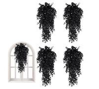 Black Leaf Vine Plant - 75cm/30inch, Artificial Hanging Plants | 4 Pcs Halloween Black Vines, 30 Inch Vine, UV Resistant Plant for Wedding Wall Room Patio Indoors Home