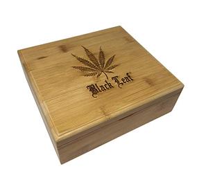 Black Leaf Wood Box Herbal Storage/Pollination/rolling accesories (Stoner Box II)